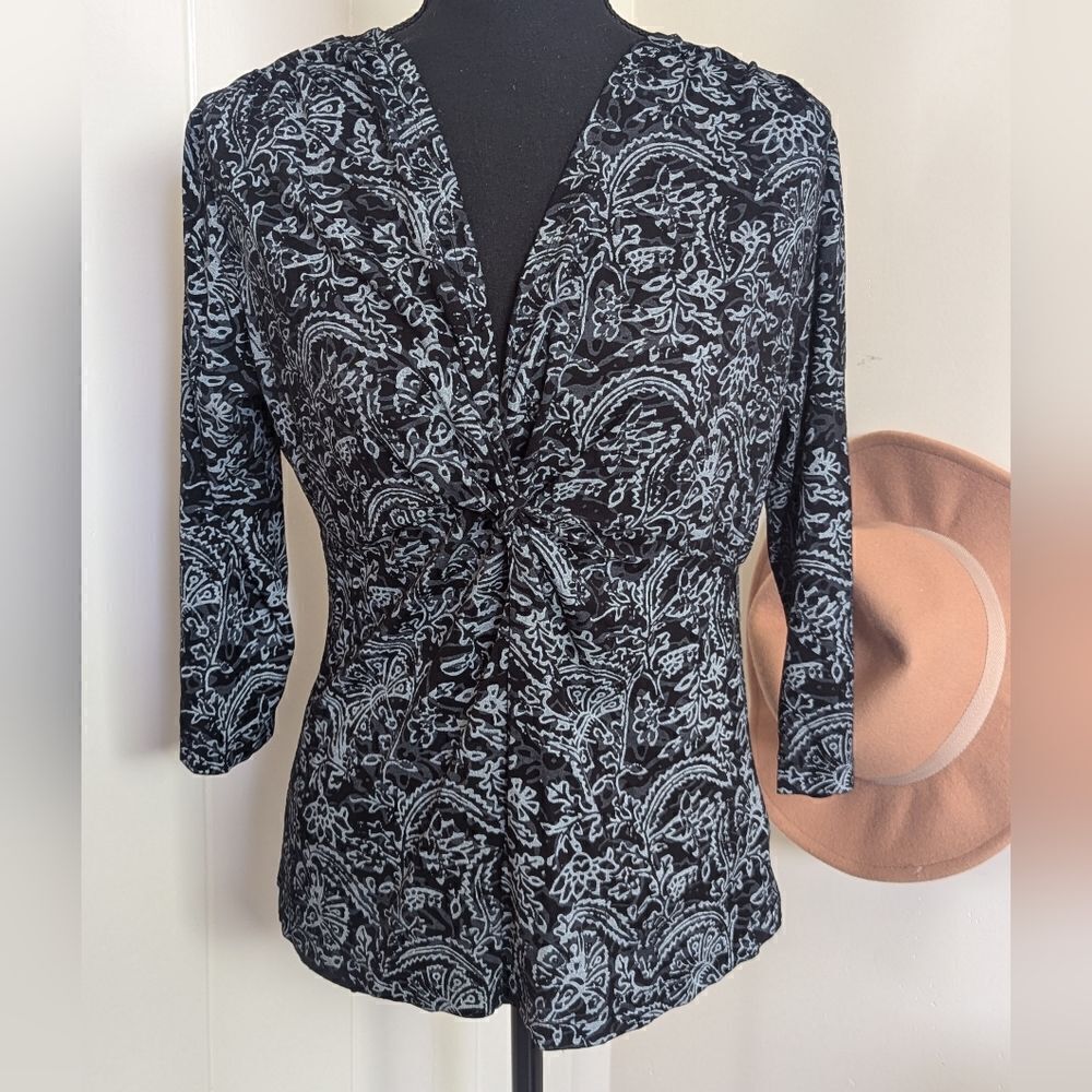 Fresh Produce M Floral Paisley Top Whimsigoth Dark Romantic Y2K Office Siren